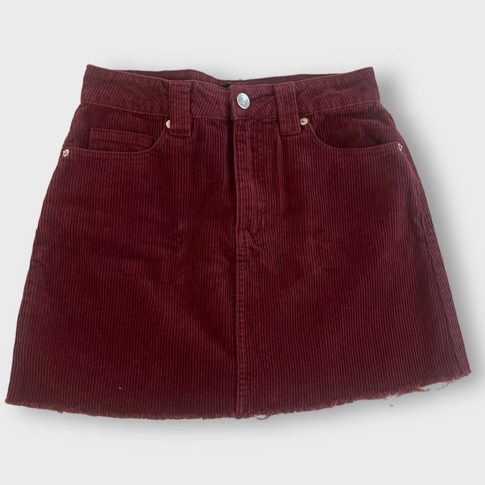 Burgundy Cord Mini Skirt